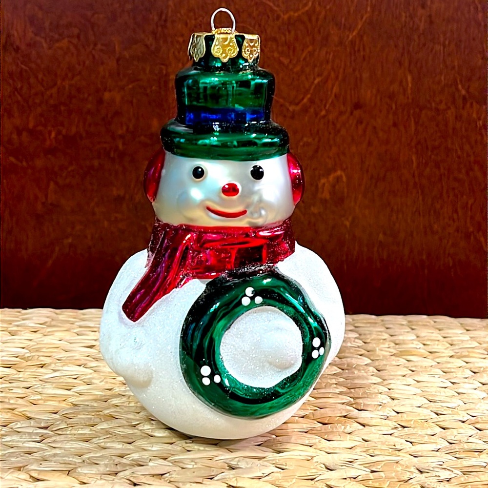 Large Blown Glass Snowman Ornament